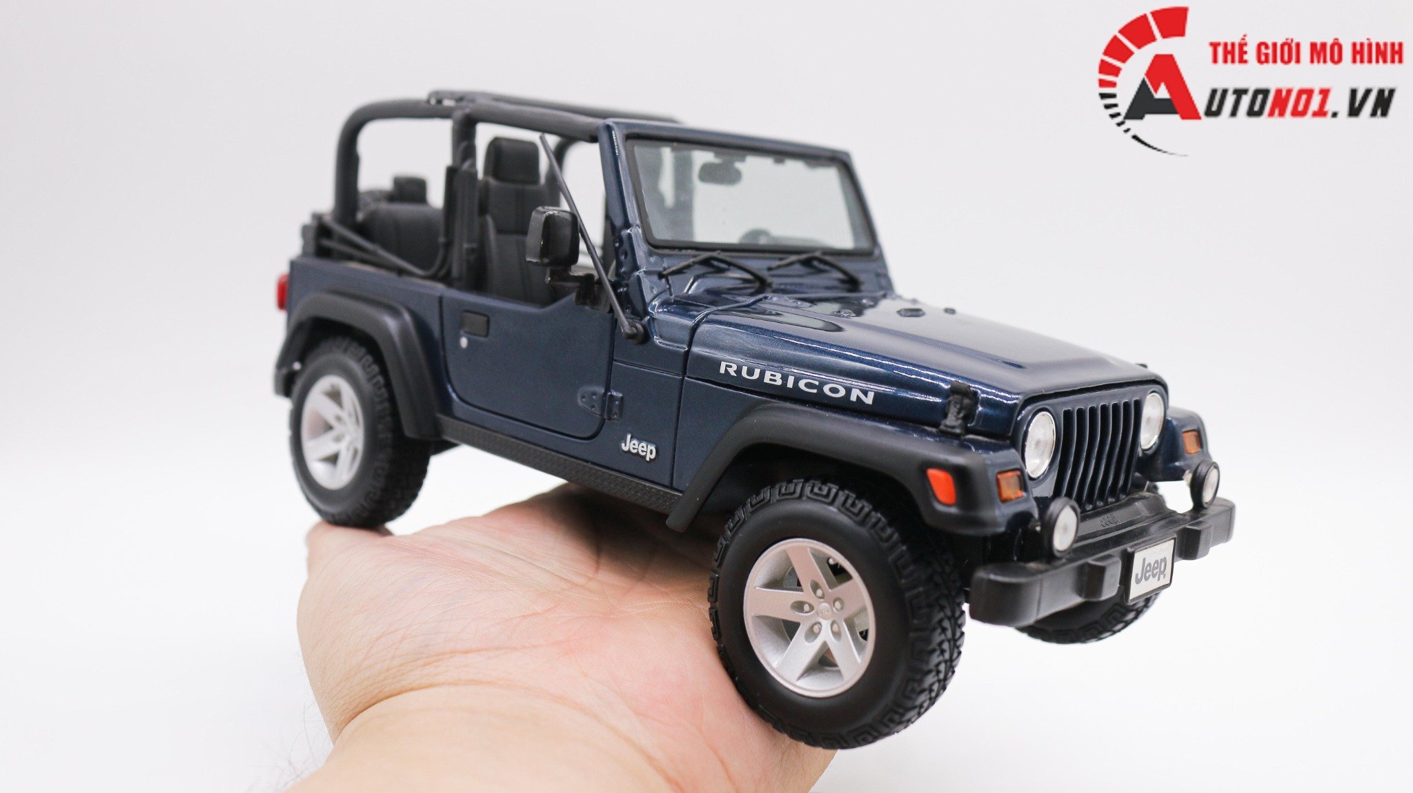  MÔ HÌNH XE JEEP WRANGLER RUBICON KHÔNG MUI BLUE 1:18 MAISTO 7968 