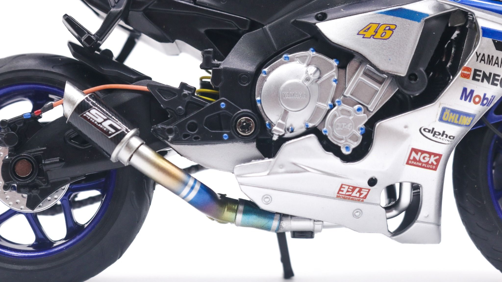  Mô hình xe độ Yamaha Yzf R1m Blue Pô Akrapovic 1:12 Autono1 MSZ D028C 