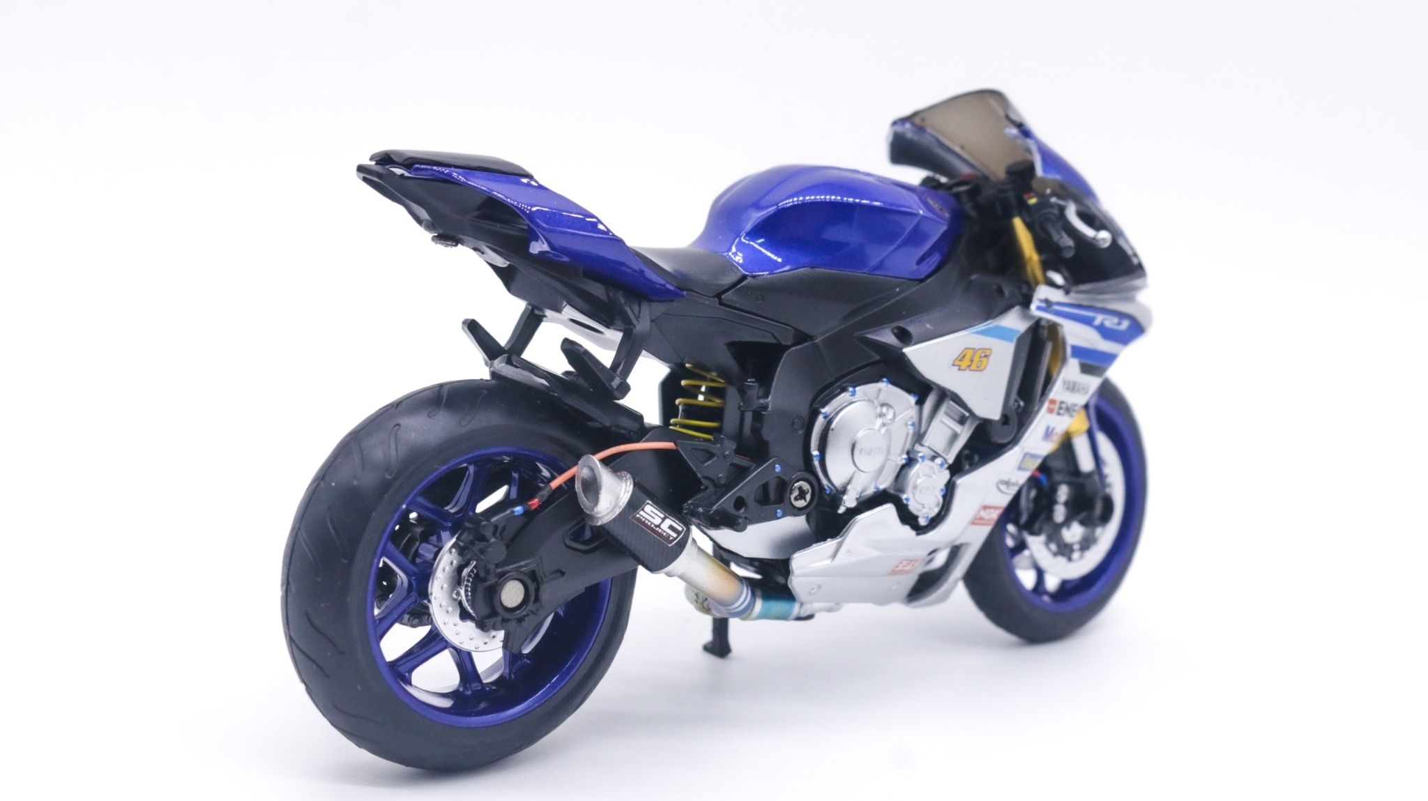  Mô hình xe độ Yamaha Yzf R1m Blue Pô Akrapovic 1:12 Autono1 MSZ D028C 