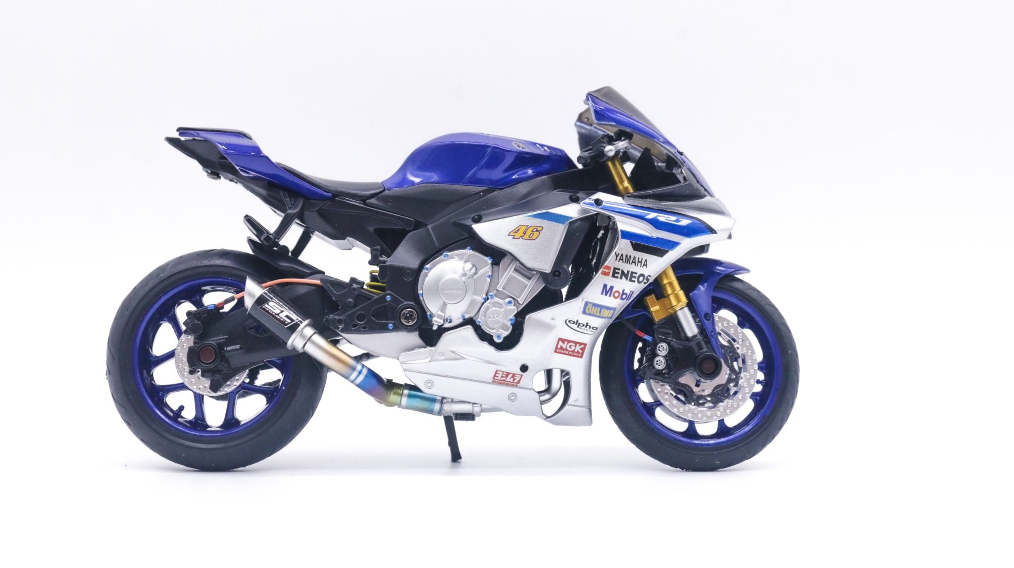  Mô hình xe độ Yamaha Yzf R1m Blue Pô Akrapovic 1:12 Autono1 MSZ D028C 