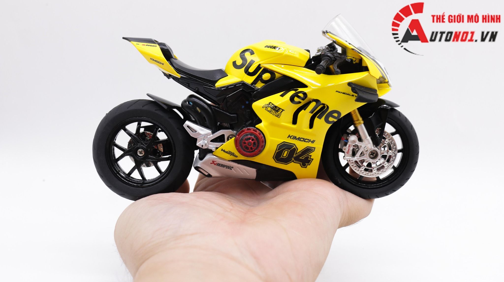  Mô hình xe độ Ducati Supreme V4s Nồi Khô Yellow Tỉ Lệ 1:12 Autono1 D223G 