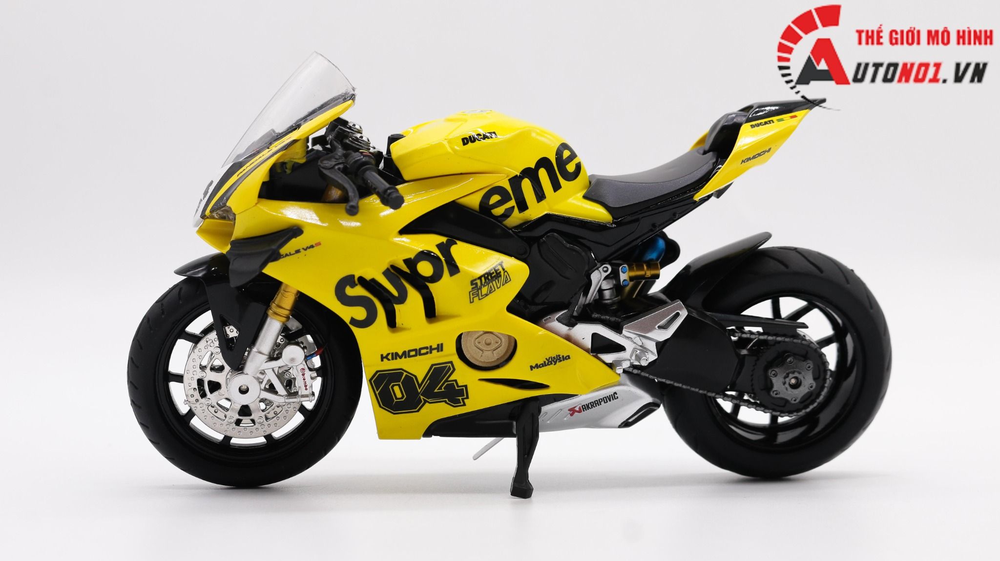  Mô hình xe độ Ducati Supreme V4s Nồi Khô Yellow Tỉ Lệ 1:12 Autono1 D223G 