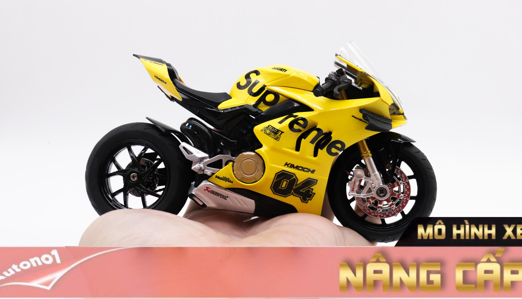  Mô hình xe độ Ducati Supreme V4s Yellow Tỉ Lệ 1:12 Autono1 D222g 