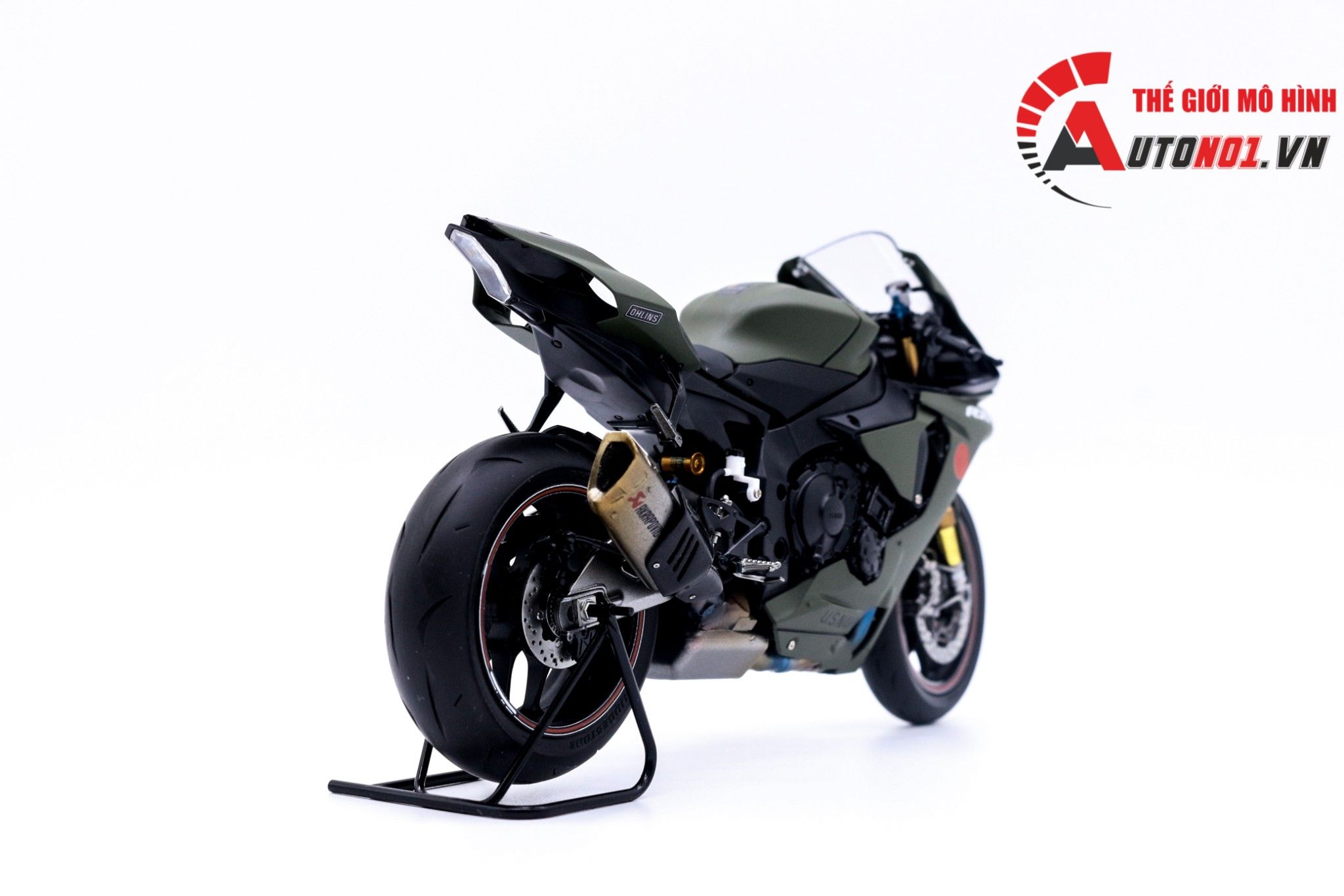  Mô hình xe Yamaha Yzf R1m Us.Navy Green Army 1:12 Tamiya D070 