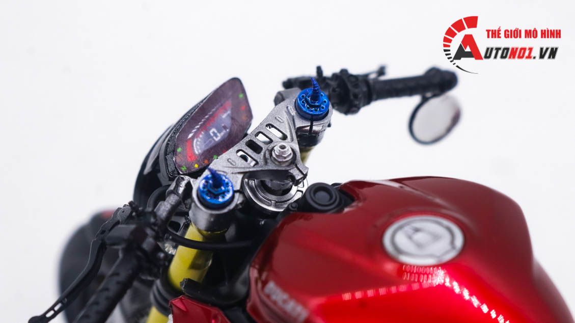  Mô hình xe cao cấp Ducati 1199 Panigale Cafe Racer Grey Red cao cấp nồi khô ghi đông mâm căm 1:12 Tamiya D201 