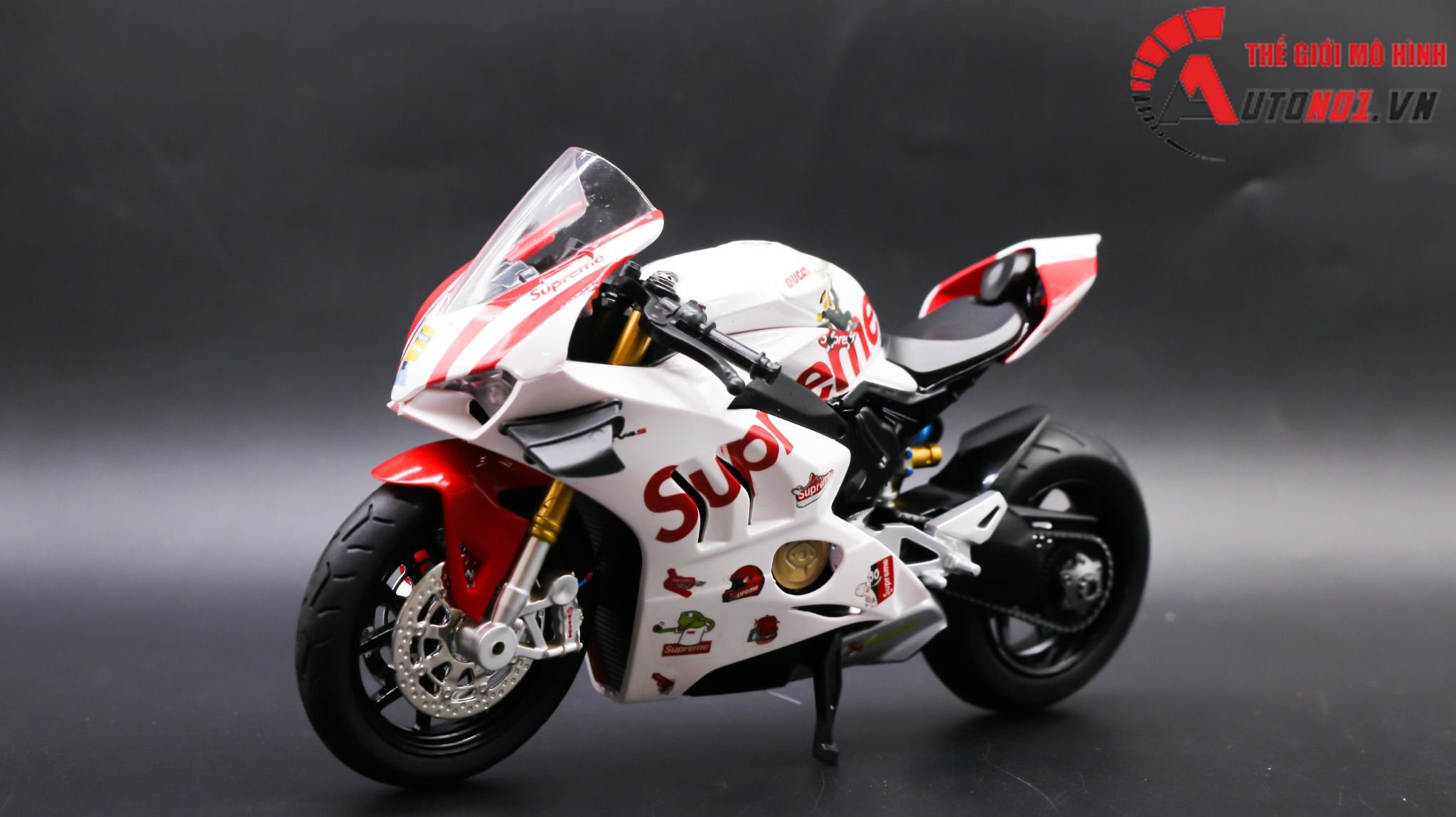  Mô hình xe độ Ducati Supreme V4s Nồi Khô White Tỉ Lệ 1:12 Autono1 D223F 