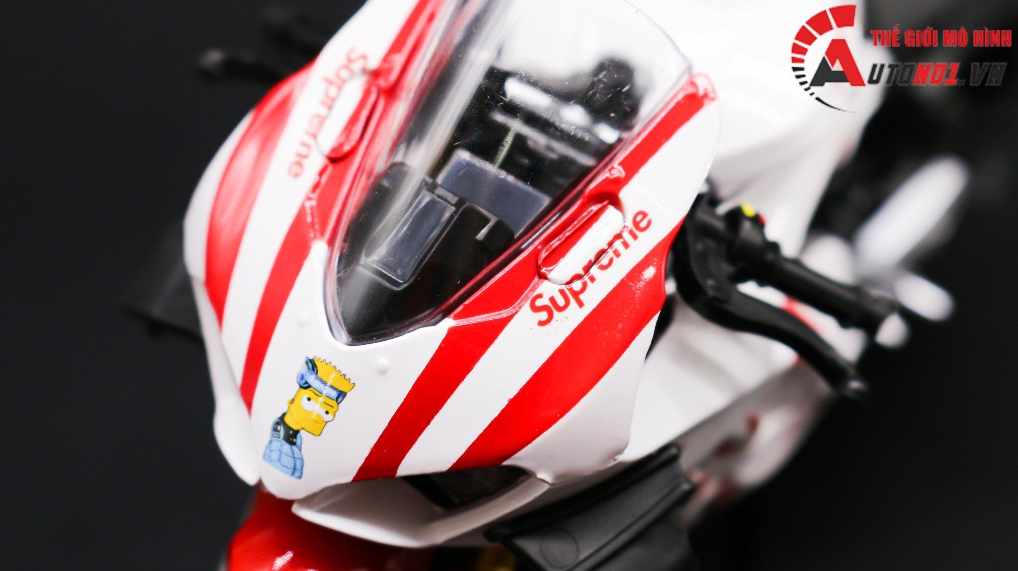  Mô hình xe độ Ducati Supreme V4s Nồi Khô White Tỉ Lệ 1:12 Autono1 D223F 