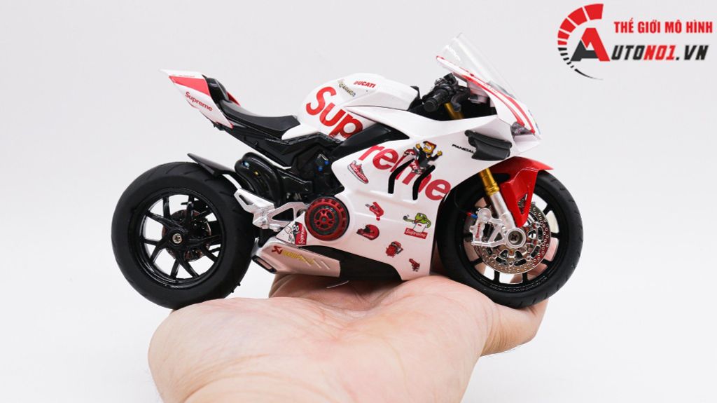 MÔ HÌNH XE ĐỘ DUCATI SUPREME V4S NỒI KHÔ WHITE TỈ LỆ 1:12 AUTONO1 D223F