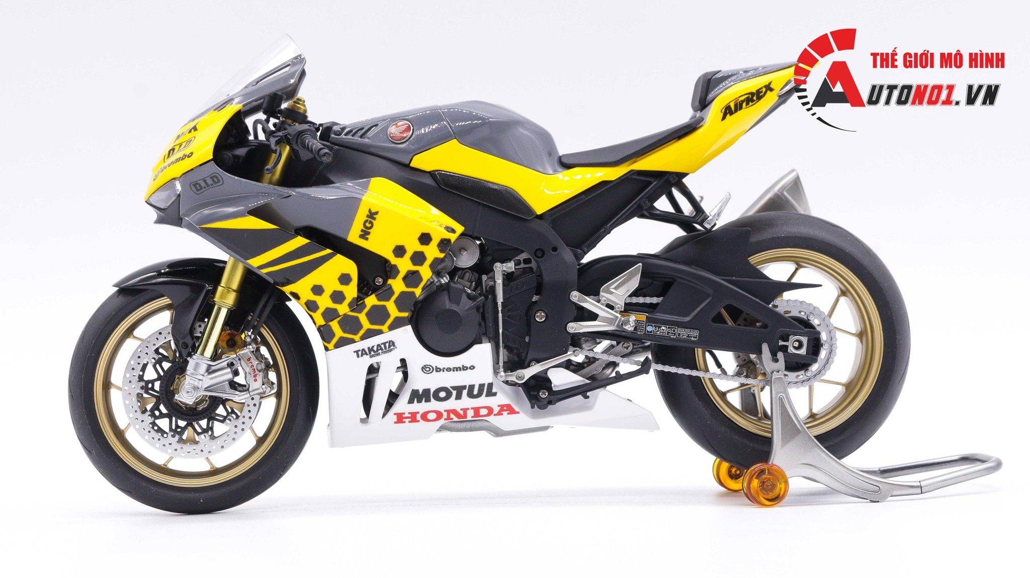  Mô hình xe cao cấp Honda Cbr 1000rr Yellow Bee 1:12 Tamiya D122 