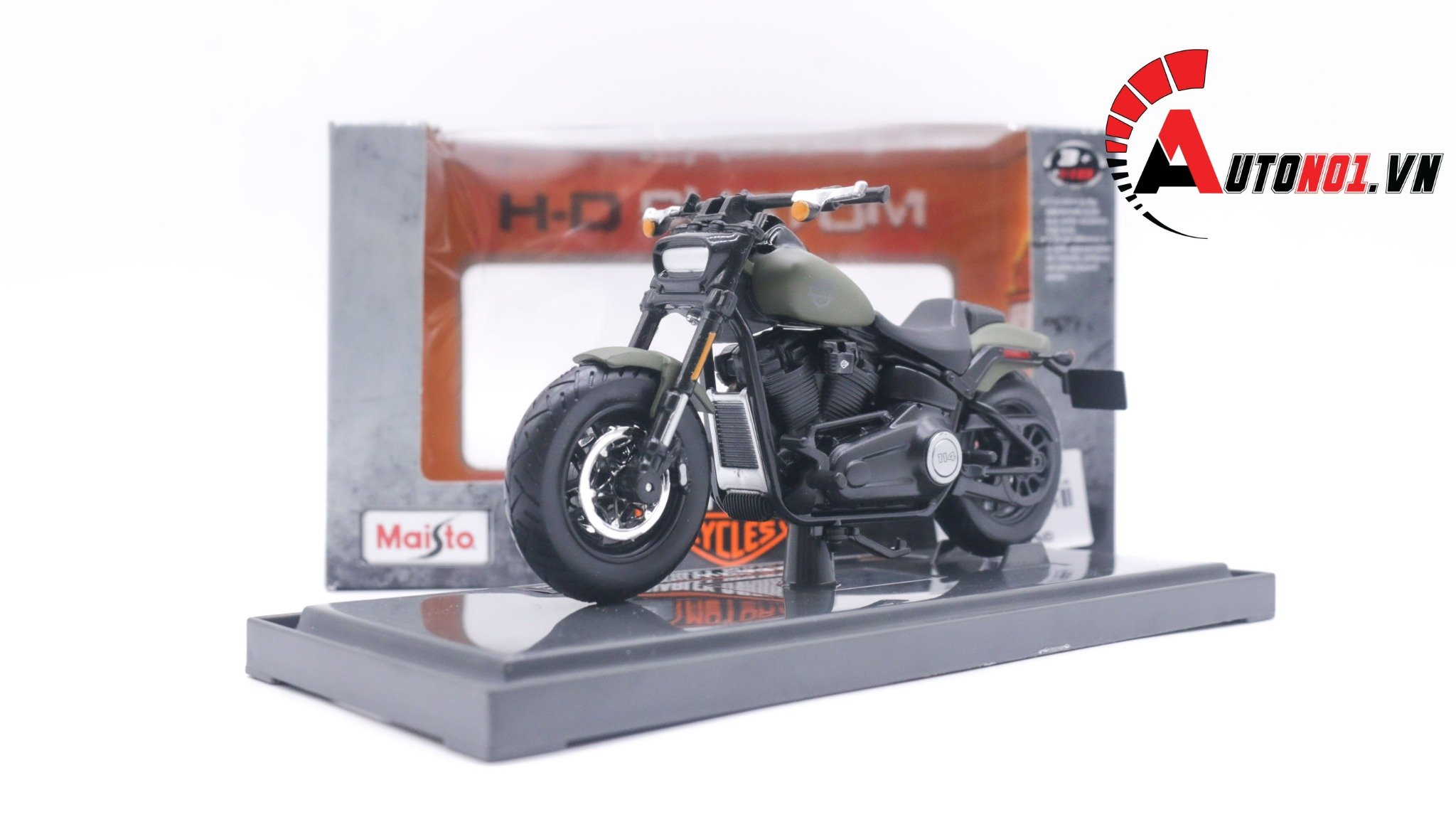  Mô hình Harley Davidson 2022 Fat Bob 114 army 1:18 Maisto MT035 