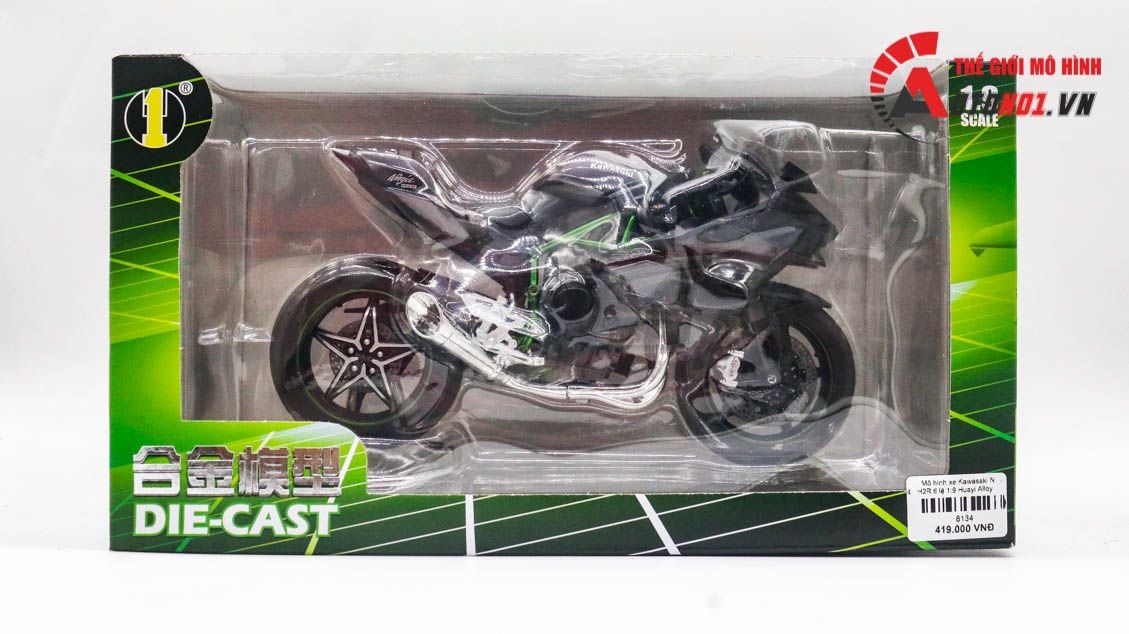  Mô hình xe Kawasaki Ninja H2 H2R tỉ lệ 1:9 Huayi Alloy 8134 