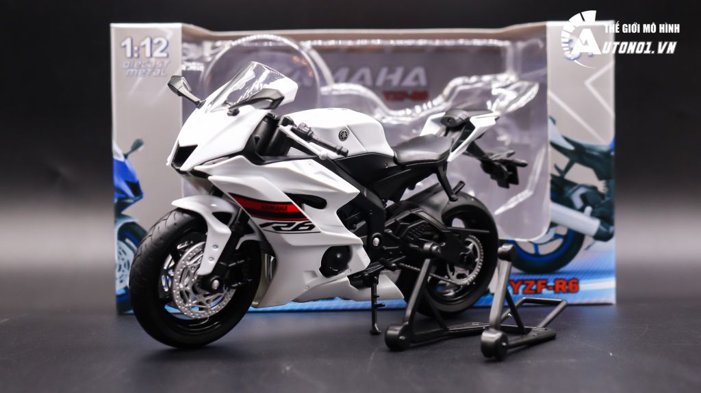 MÔ HÌNH XE YAMAHA YZF R6 2020 WHITE 1:12 WELLY 7495