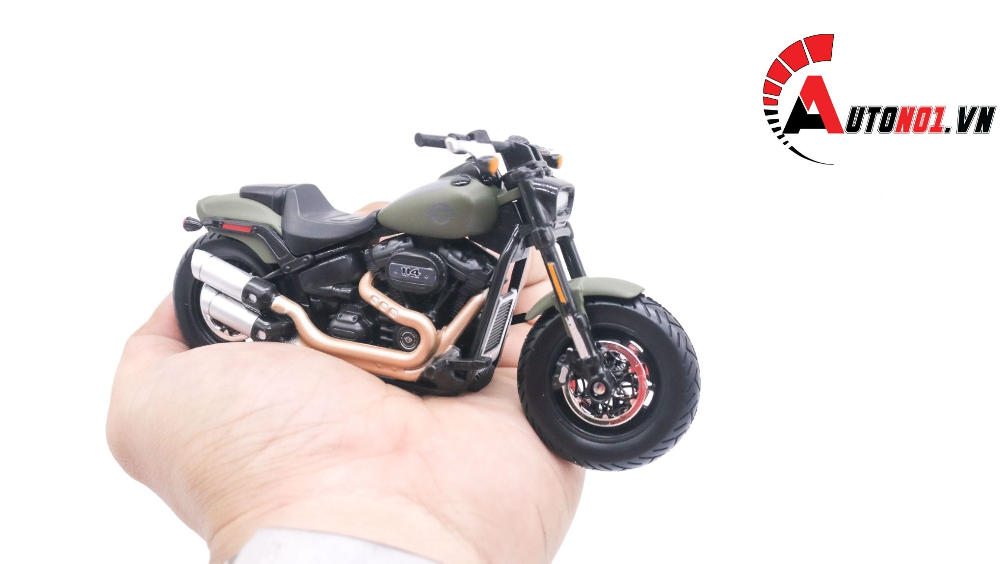  Mô hình Harley Davidson 2022 Fat Bob 114 army 1:18 Maisto MT035 