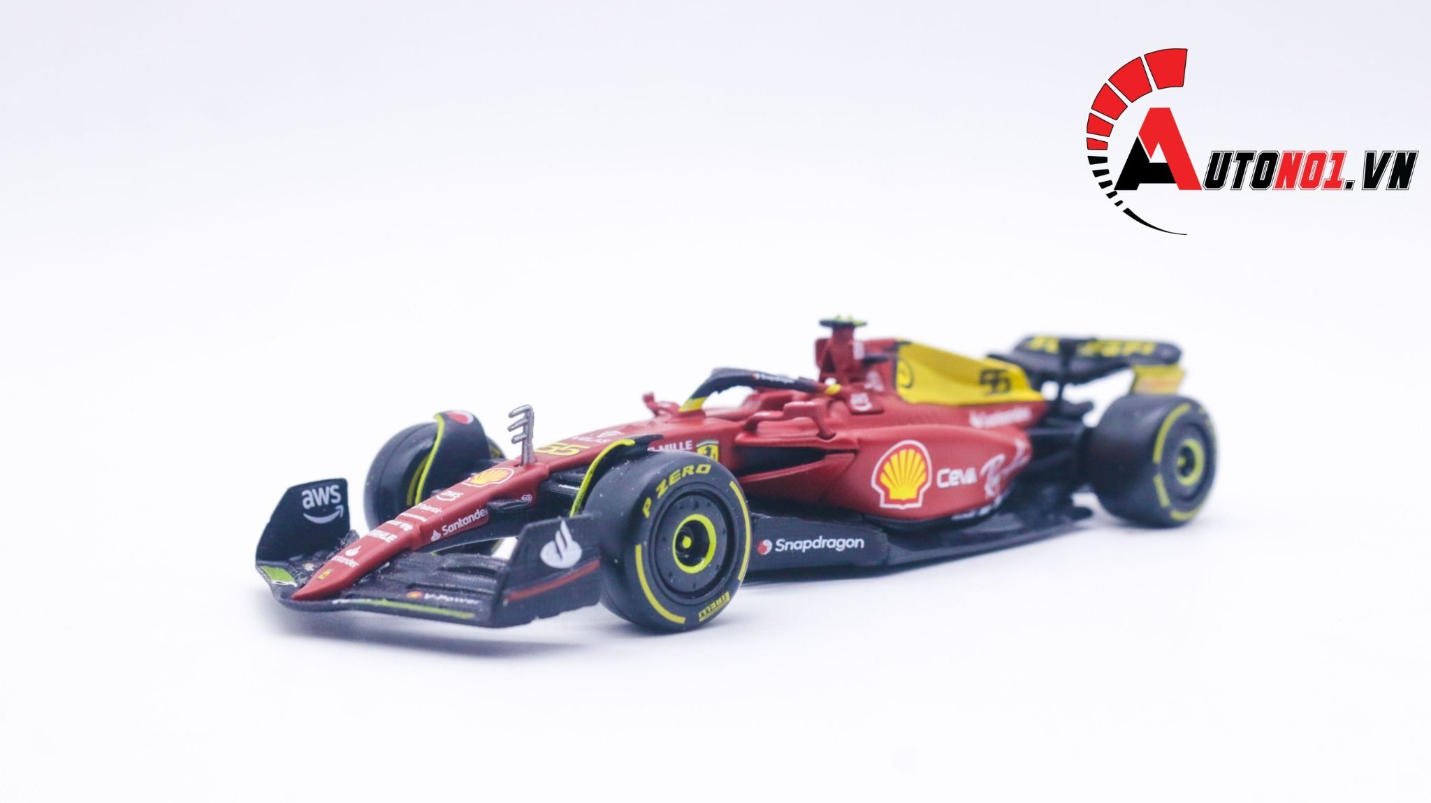  Mô hình xe đua F1 - 75 Ferrari #55 Carlos Sainz 2022 tỉ lệ 1:43 Bburago OT209 