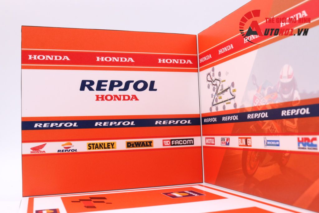 DIORAMA DECOR SHOWROOM HONDA REPSOL MÔ TÔ GP 1:18 20X18X15CM PK067