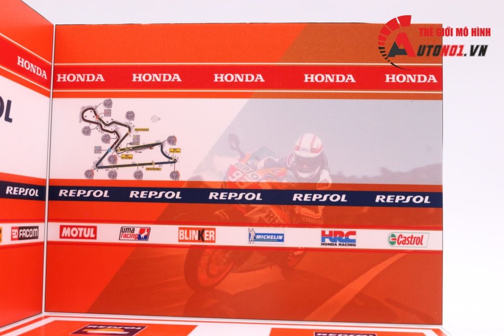 DIORAMA DECOR SHOWROOM HONDA REPSOL MÔ TÔ GP 1:18 20X18X15CM PK067