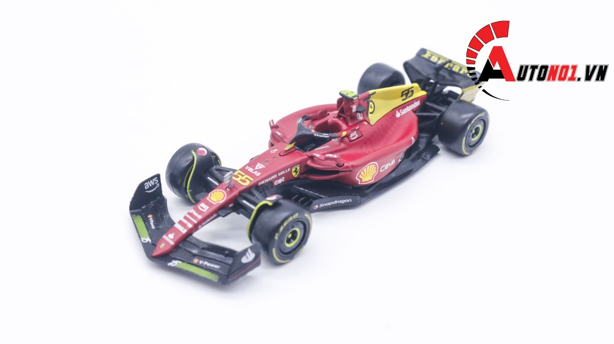  Mô hình xe đua F1 - 75 Ferrari #55 Carlos Sainz 2022 tỉ lệ 1:43 Bburago OT209 