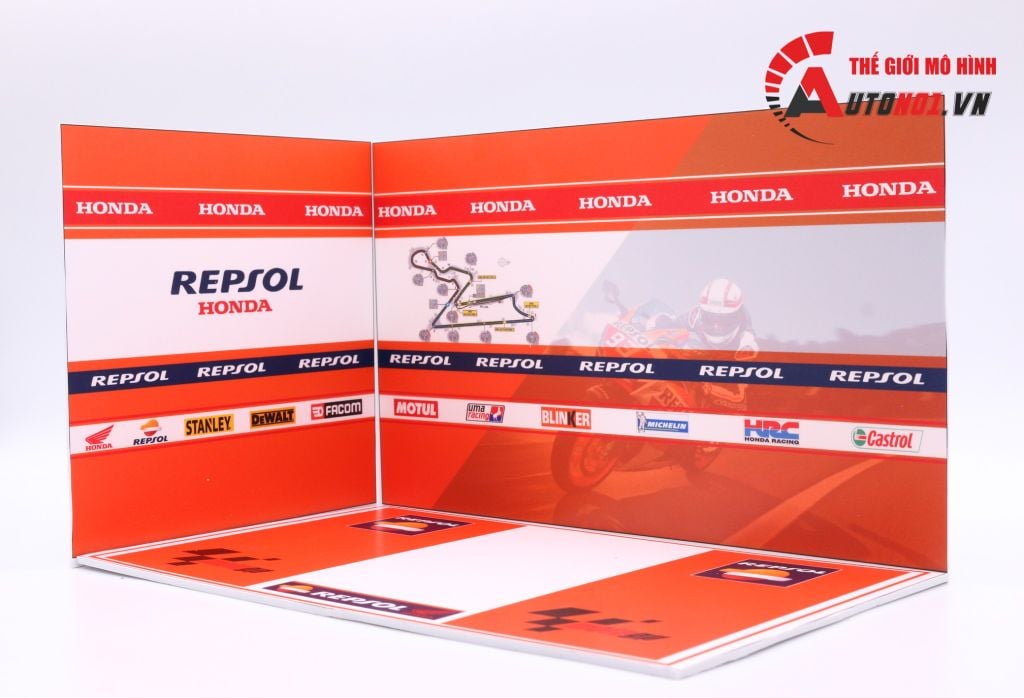 DIORAMA DECOR SHOWROOM HONDA REPSOL MÔ TÔ GP 1:12 29.5X21X19CM PK062