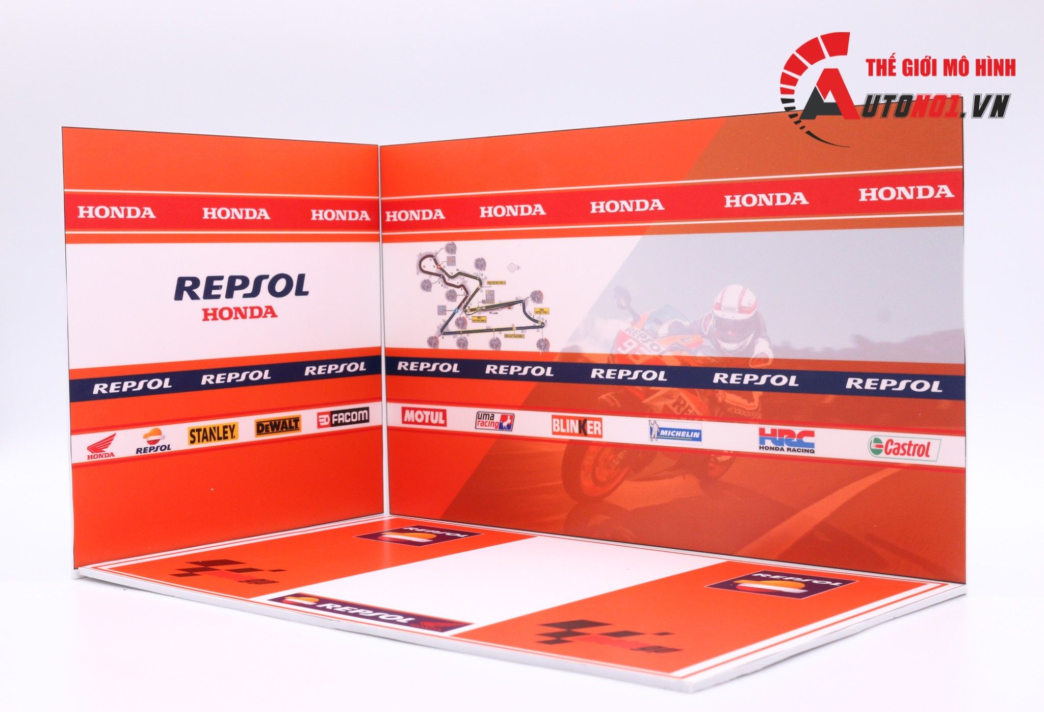  DIORAMA 1:12 MÔ TÔ GP SHOWROOM HONDA REPSOL 29.5X21X19CM DR006C 