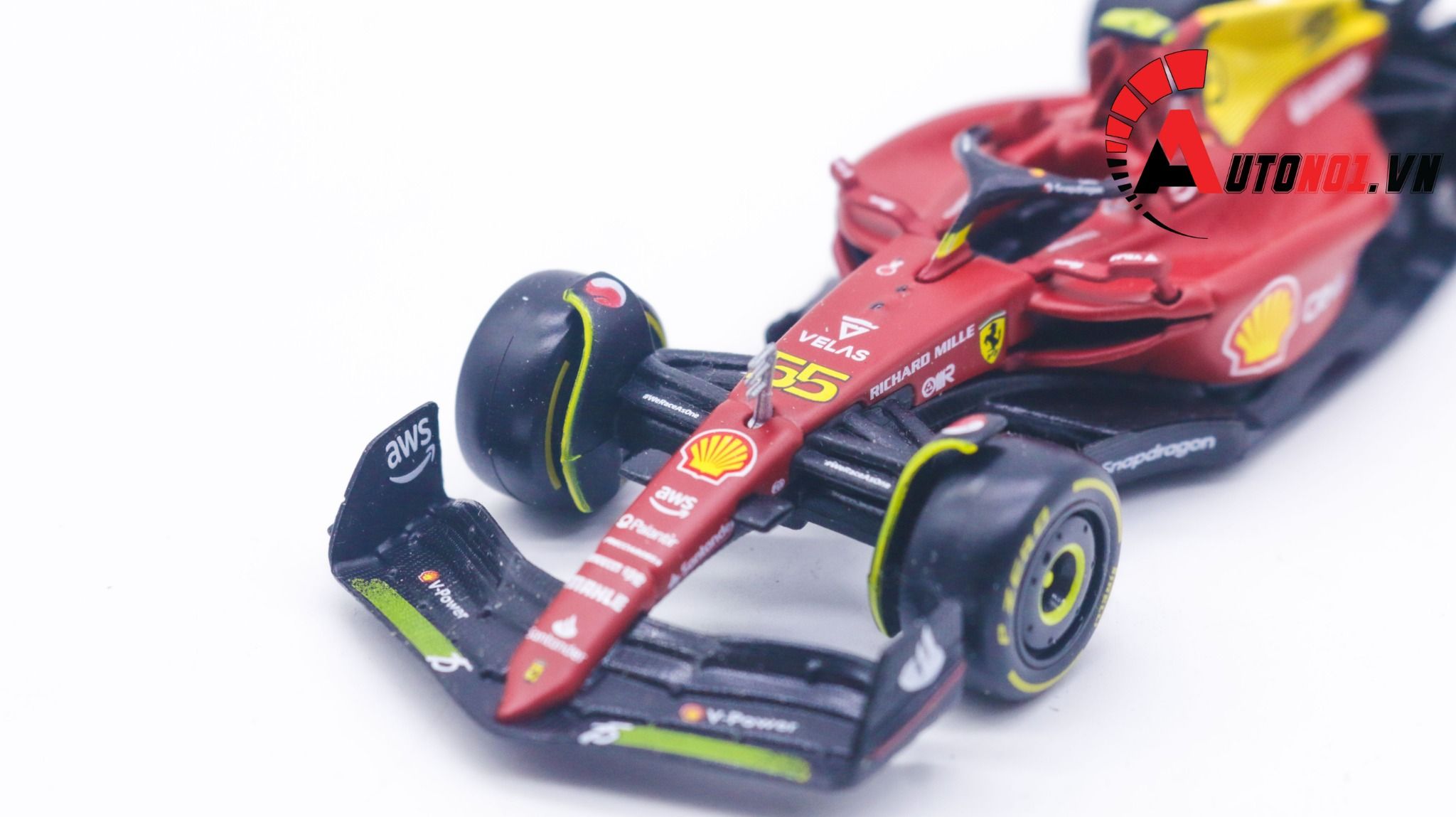  Mô hình xe đua F1 - 75 Ferrari #55 Carlos Sainz 2022 tỉ lệ 1:43 Bburago OT209 