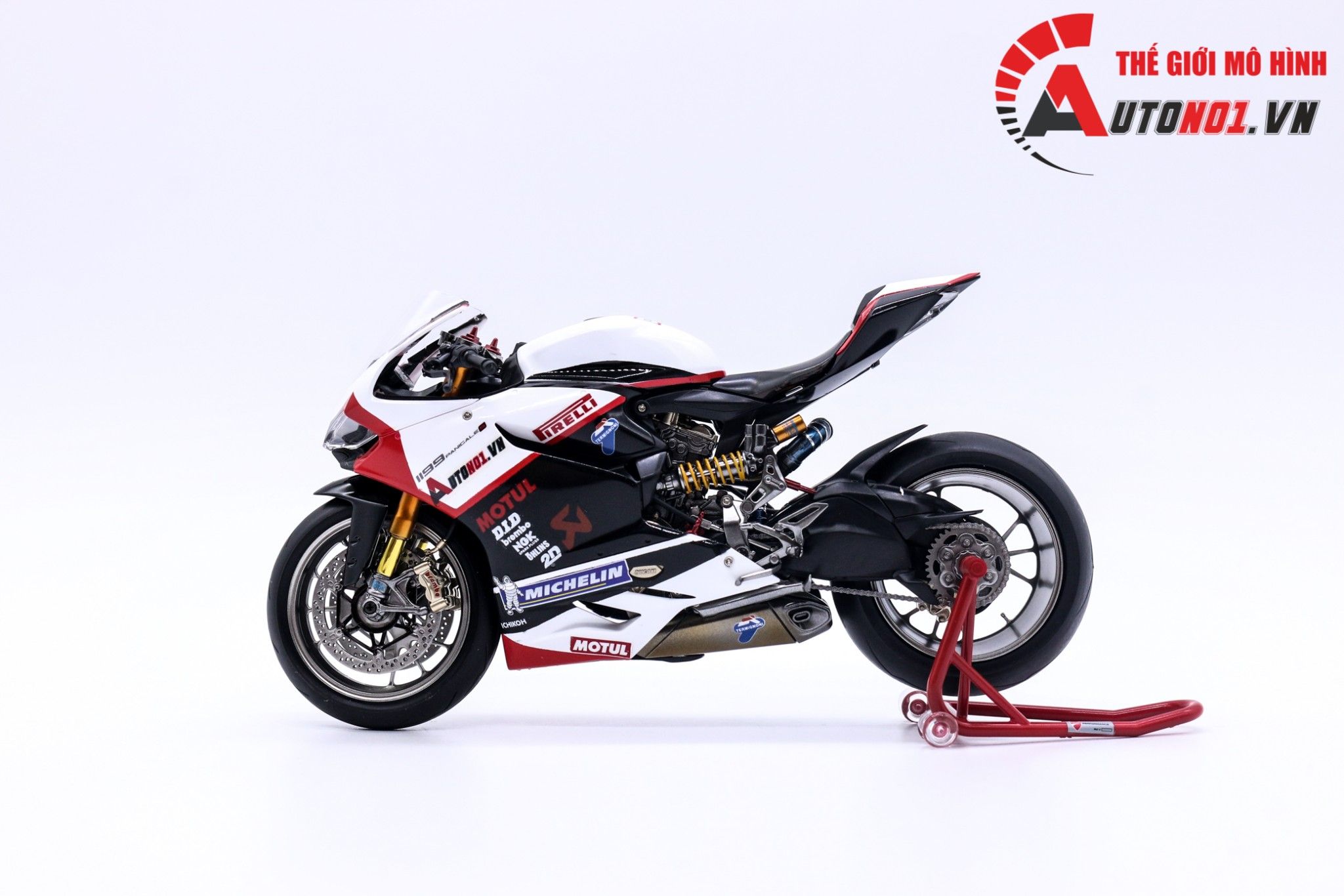  Mô hình xe Ducati 1199 Panigale S Custom Autono1 Anniversary Nồi Khô 1:12 Tamiya D074 