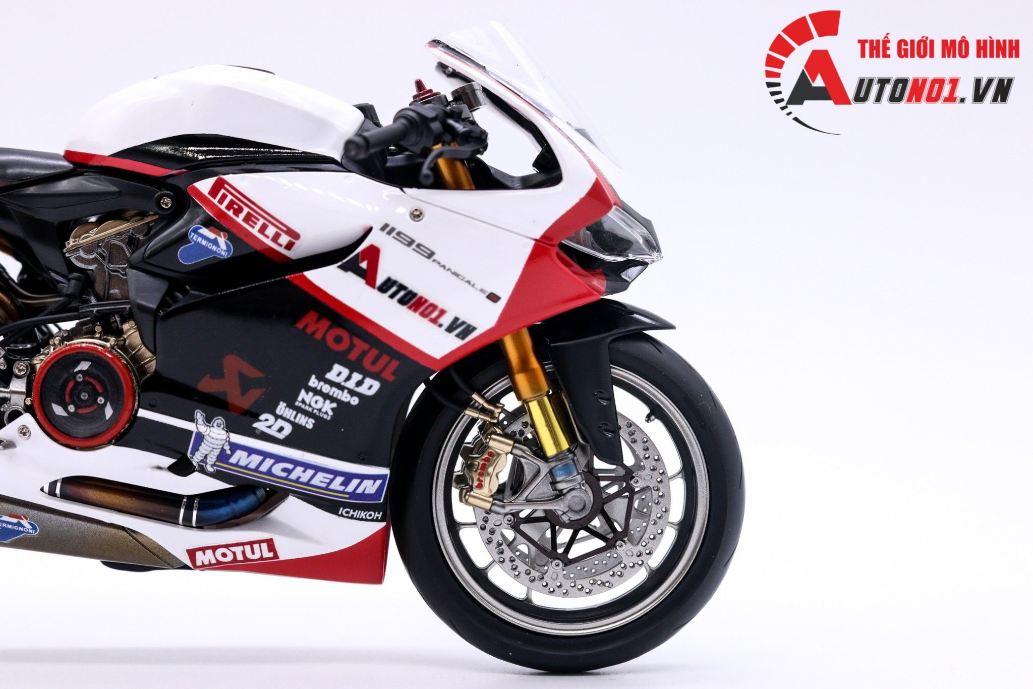  Mô hình xe Ducati 1199 Panigale S Custom Autono1 Anniversary Nồi Khô 1:12 Tamiya D074 