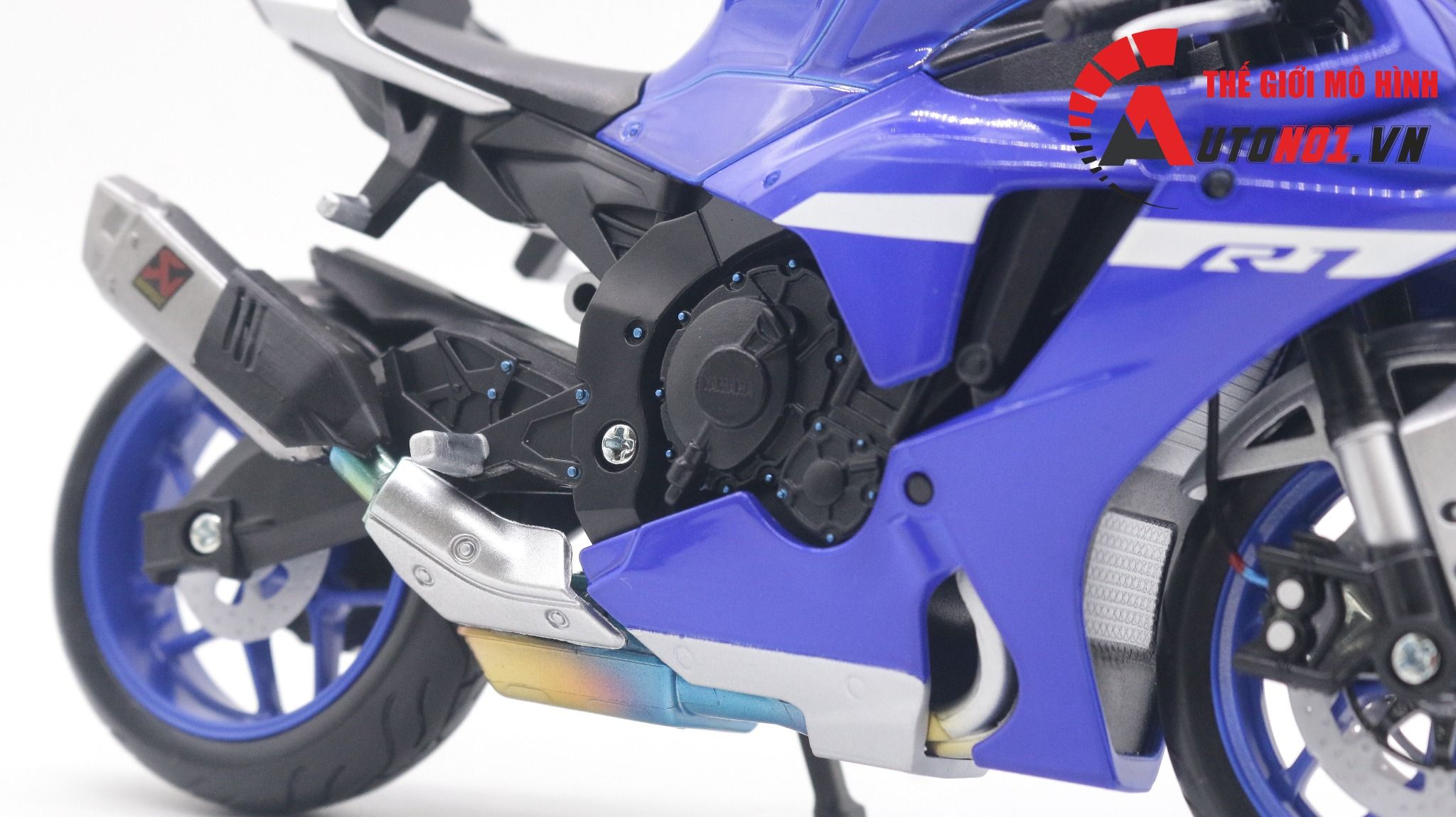  Mô hình xe mô tô Yamaha YZF-R1 2021 độ pô 1:12 Autono1 Maisto D028L 