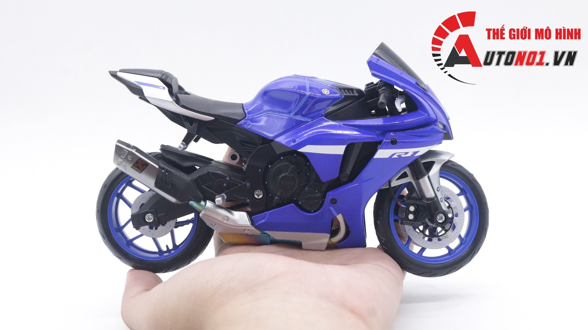  Mô hình xe mô tô Yamaha YZF-R1 2021 độ pô 1:12 Autono1 Maisto D028L 