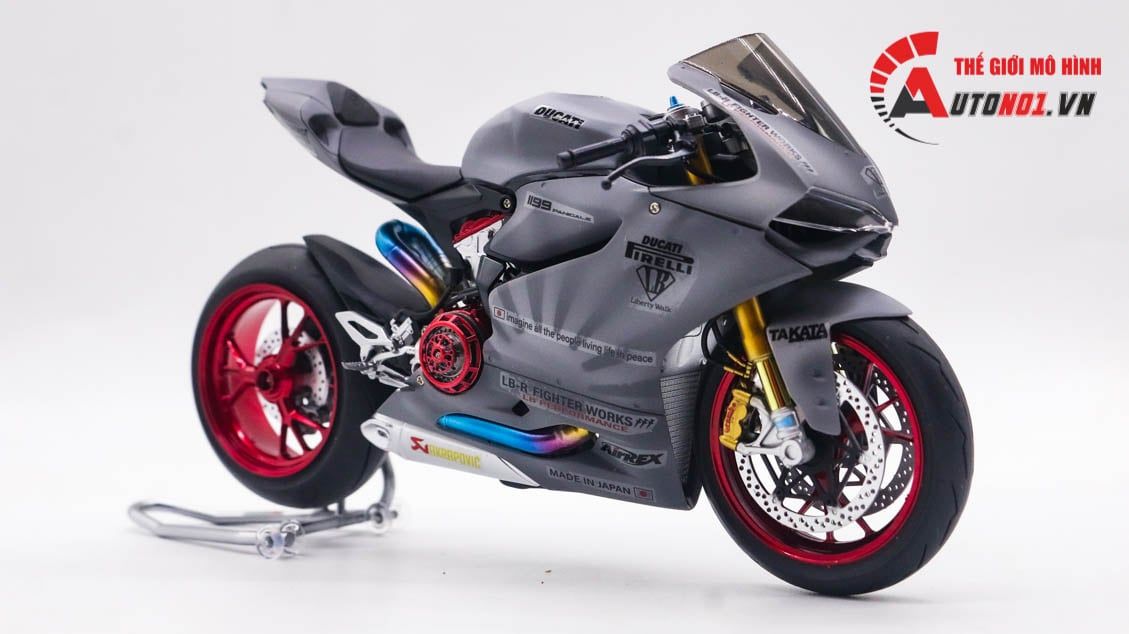  Mô hình xe cao cấp Ducati 1199 Panigale Custom Decal Liberty walk Performance nồi khô 1:12 Tamiya D034 