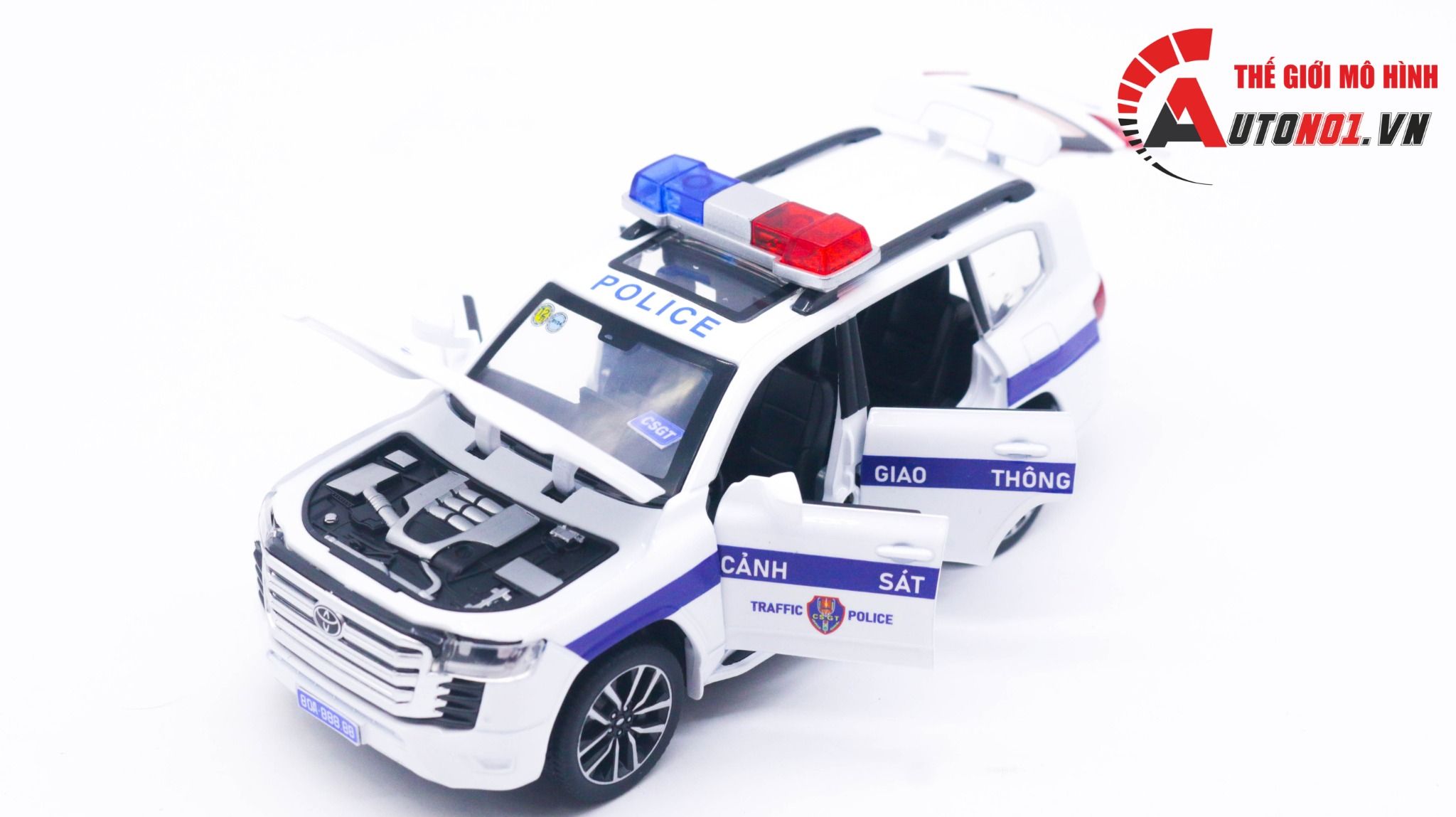  Mô hình xe độ CSGT cảnh sát giao thông Toyota Land Cruiser LC300 tỉ lệ 1:32 Autono1 Alloy Model OT227 