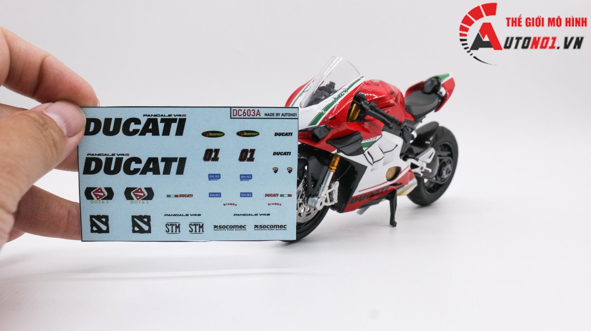  Decal nước độ Ducati Panigale V4S - Game Dota tỉ lệ 1:12 Autono1 DC603a 
