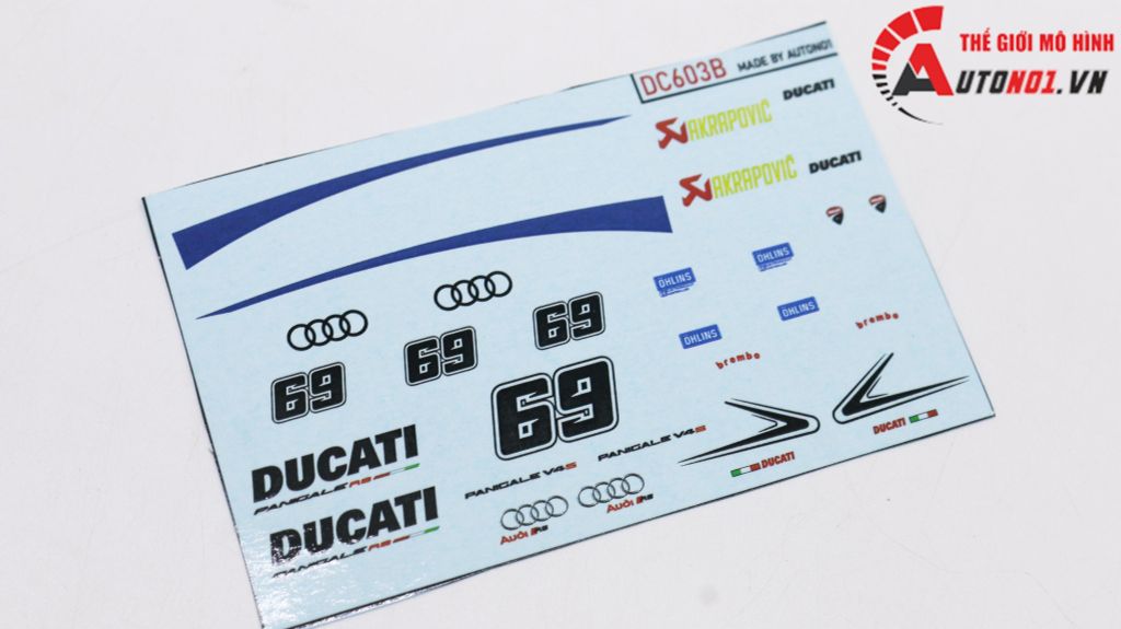 DECAL NƯỚC ĐỘ DUCATI PANIGALE V4S - AUDI RS TỈ LỆ 1:12 AUTONO1 DC603B