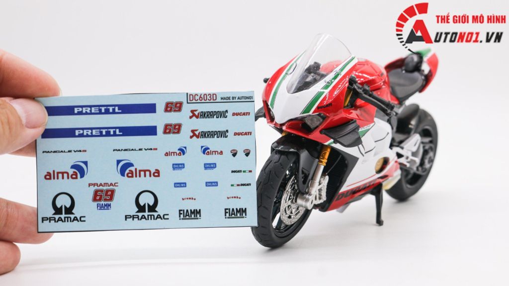 DECAL NƯỚC ĐỘ DUCATI PANIGALE V4S - PRAMAC ALMA TỈ LỆ 1:12 AUTONO1 DC603D