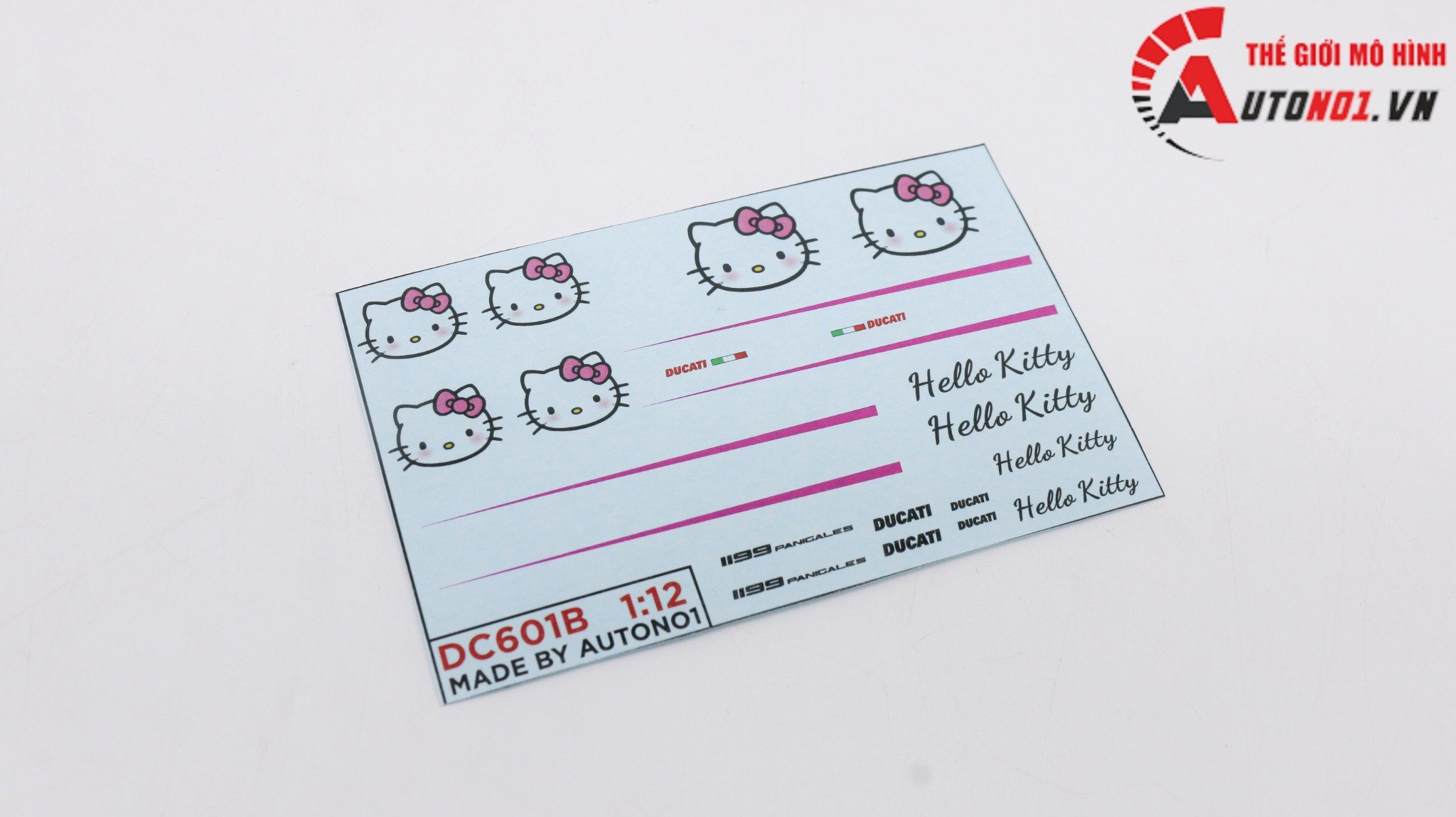  Decal nước độ Ducati 1199 Hello Kitty Pink White tỉ lệ 1:12 Autono1 DC601b 