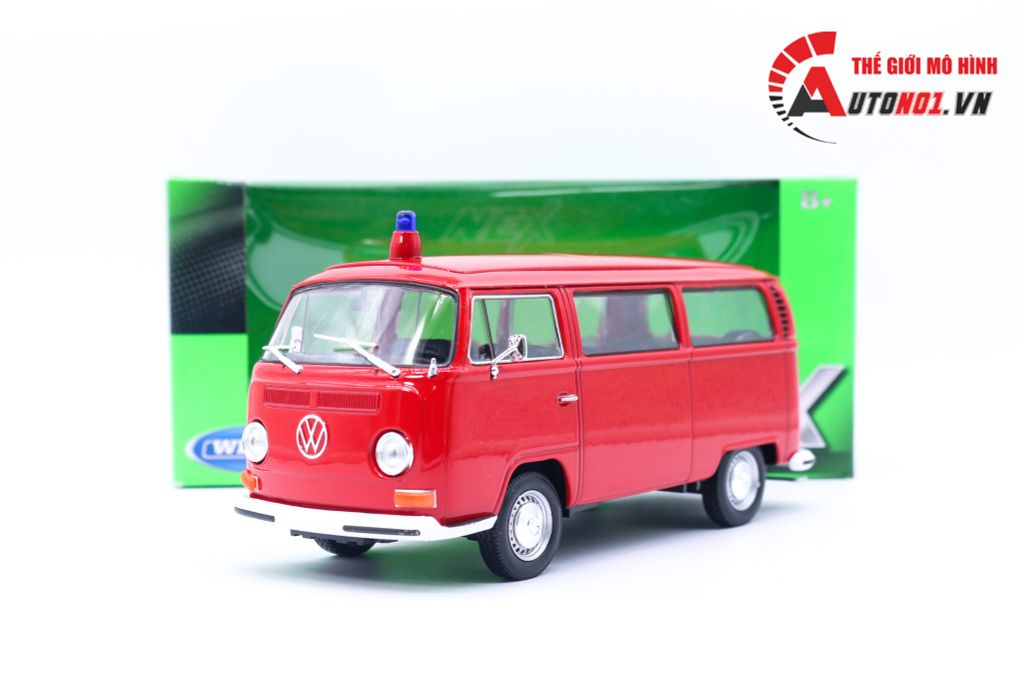 MÔ HÌNH XE VOLKSWAGEN BUS T2 1972 FIRE RED 1:24 WELLY 7028