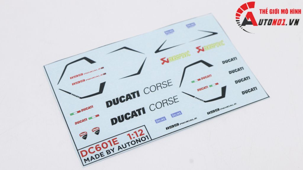 DECAL NƯỚC ĐỘ DUCATI 1199 CORSE WHITE TỈ LỆ 1:12 AUTONO1 DC601E