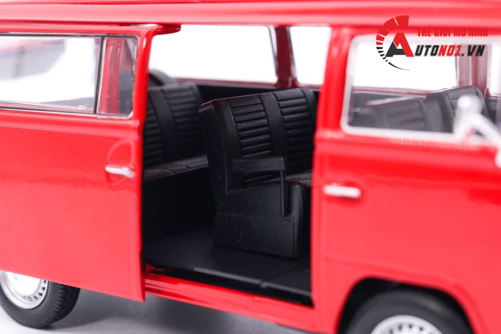 MÔ HÌNH XE VOLKSWAGEN BUS T2 1972 FIRE RED 1:24 WELLY 7028