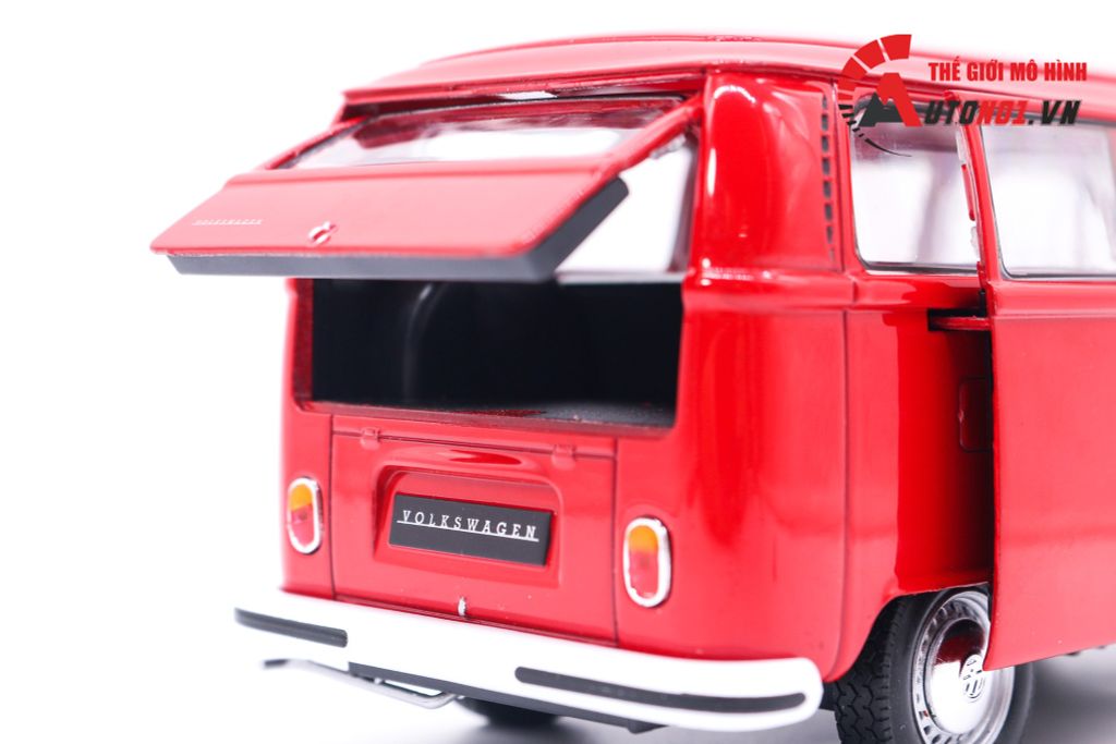 MÔ HÌNH XE VOLKSWAGEN BUS T2 1972 FIRE RED 1:24 WELLY 7028