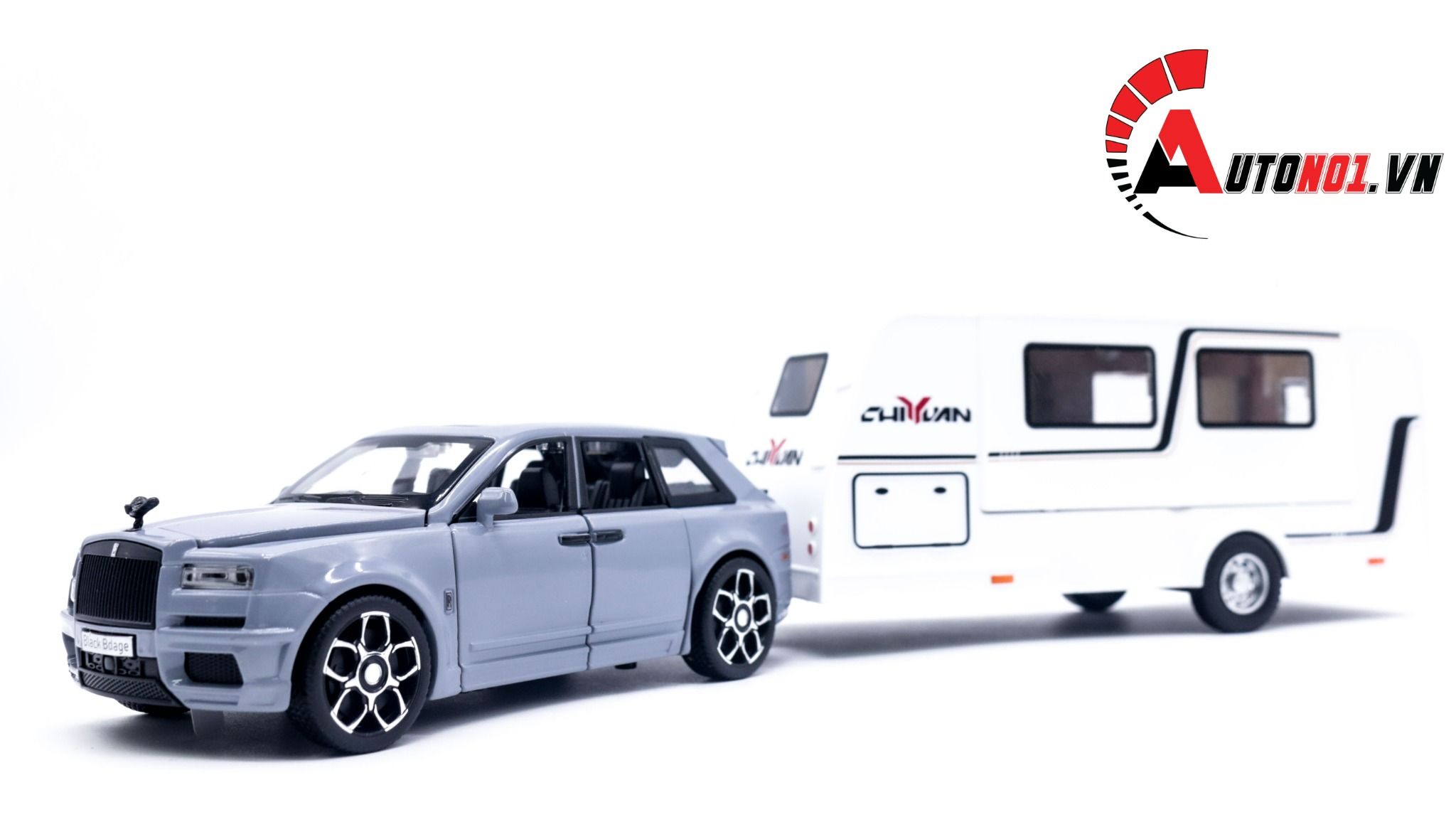  Mô hình xe ô tô kéo trailer Rolls Royce Cullinan 1:32 Alloy model OT212 