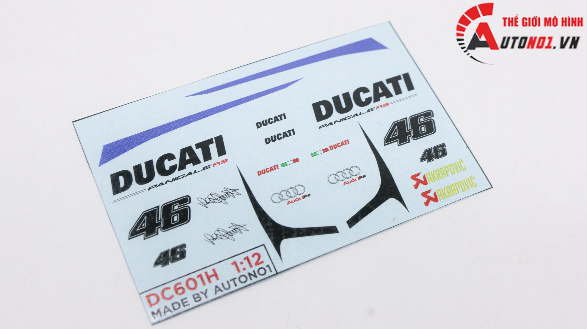  Decal nước độ Ducati Panigale - Audi RS 1:12 Autono1 DC601H 