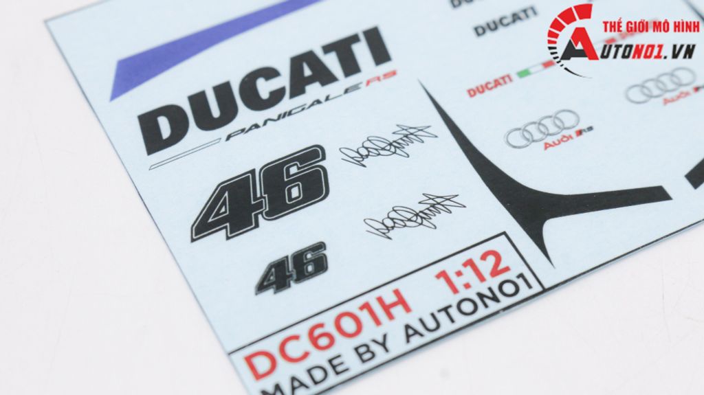 DECAL NƯỚC ĐỘ DUCATI PANIGALE - AUDI RS 1:12 AUTONO1 DC601H