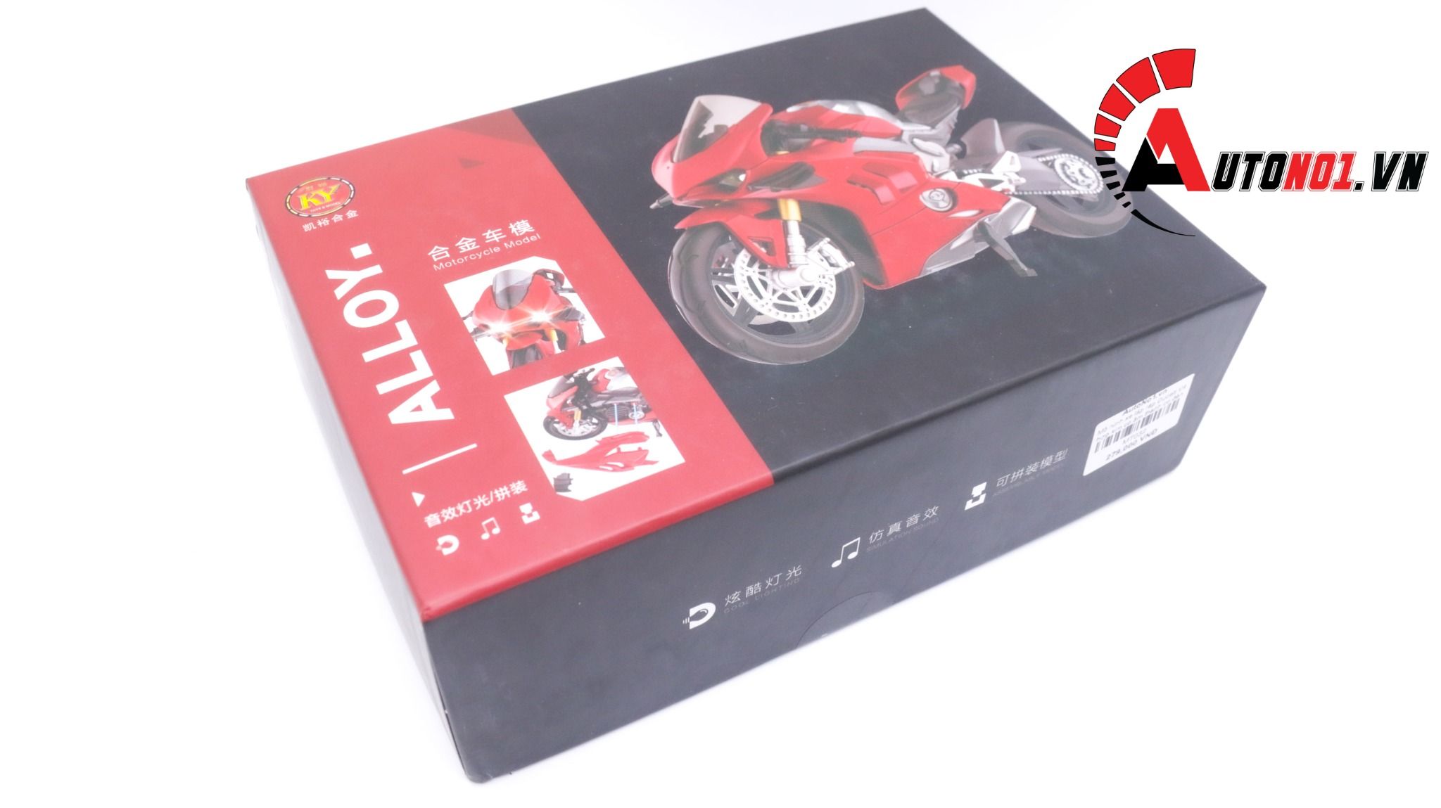  Mô hình xe lắp ráp Ducati V4 hợp kim có âm thanh có đèn 1:12 Alloy Model MT032 