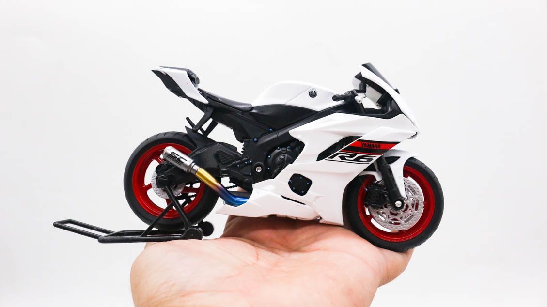  Mô hình xe Yamaha R6 2020 White độ Mâm + Pô Sc 1:12 Autono1 Welly D207G 