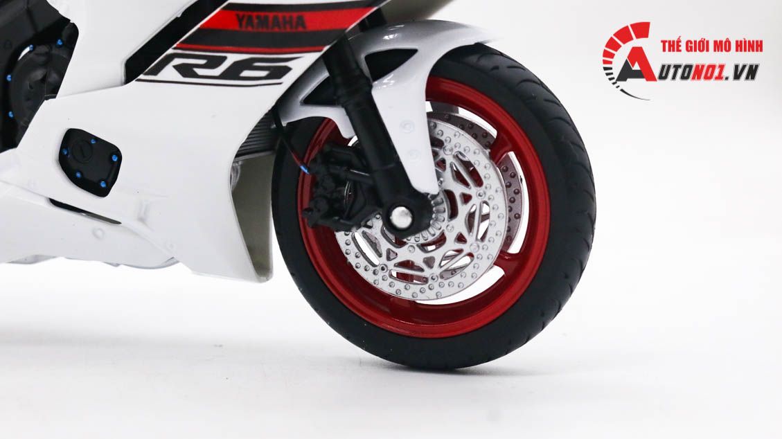  Mô hình xe Yamaha R6 2020 White độ Mâm + Pô Sc 1:12 Autono1 Welly D207G 