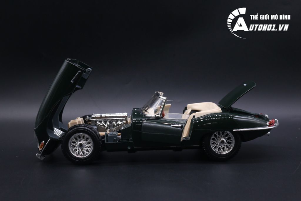 MÔ HÌNH XE JAGUAR E CABRIO. GREEN 1961 1:18 BBURAGO 5238