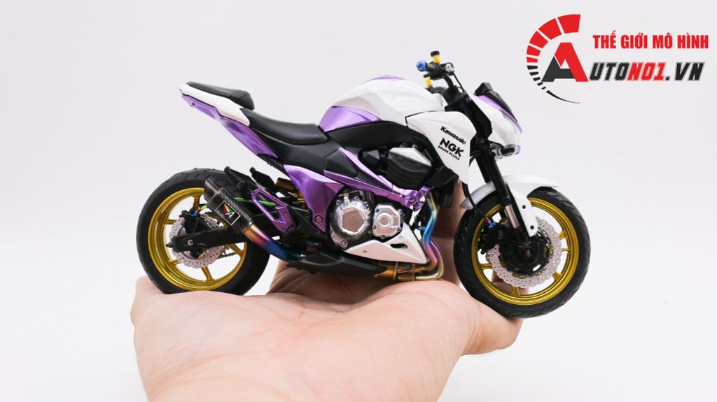 MÔ HÌNH XE ĐỘ KAWASAKI Z800 METAL VIOLET 1:12 AUTONO1 D225A