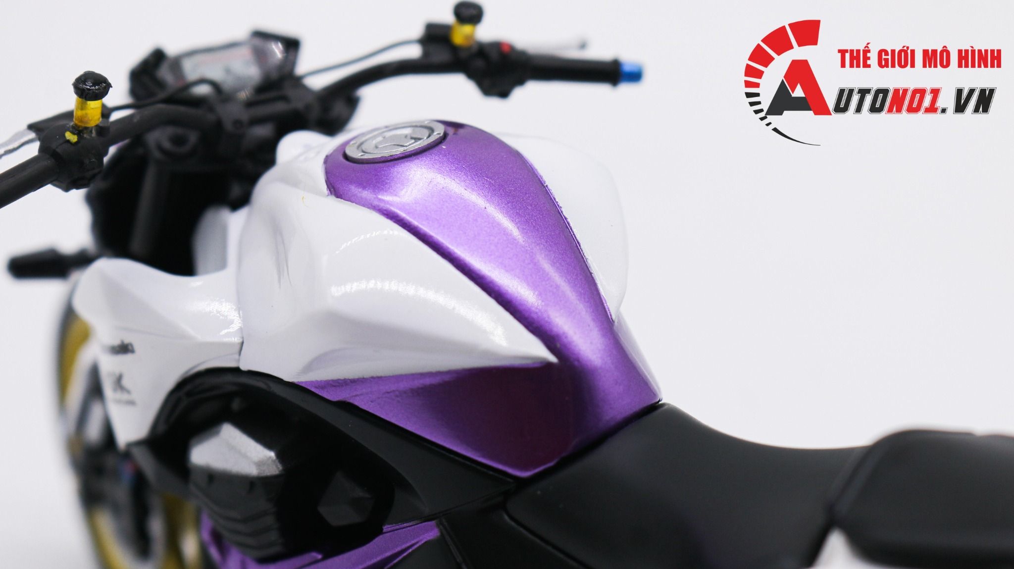  Mô hình xe độ Kawasaki Z800 Metal Violet độ pô 1:12 Autono1 Automaxx D225A 