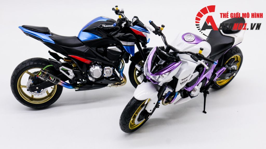 MÔ HÌNH XE ĐỘ KAWASAKI Z800 METAL VIOLET 1:12 AUTONO1 D225A