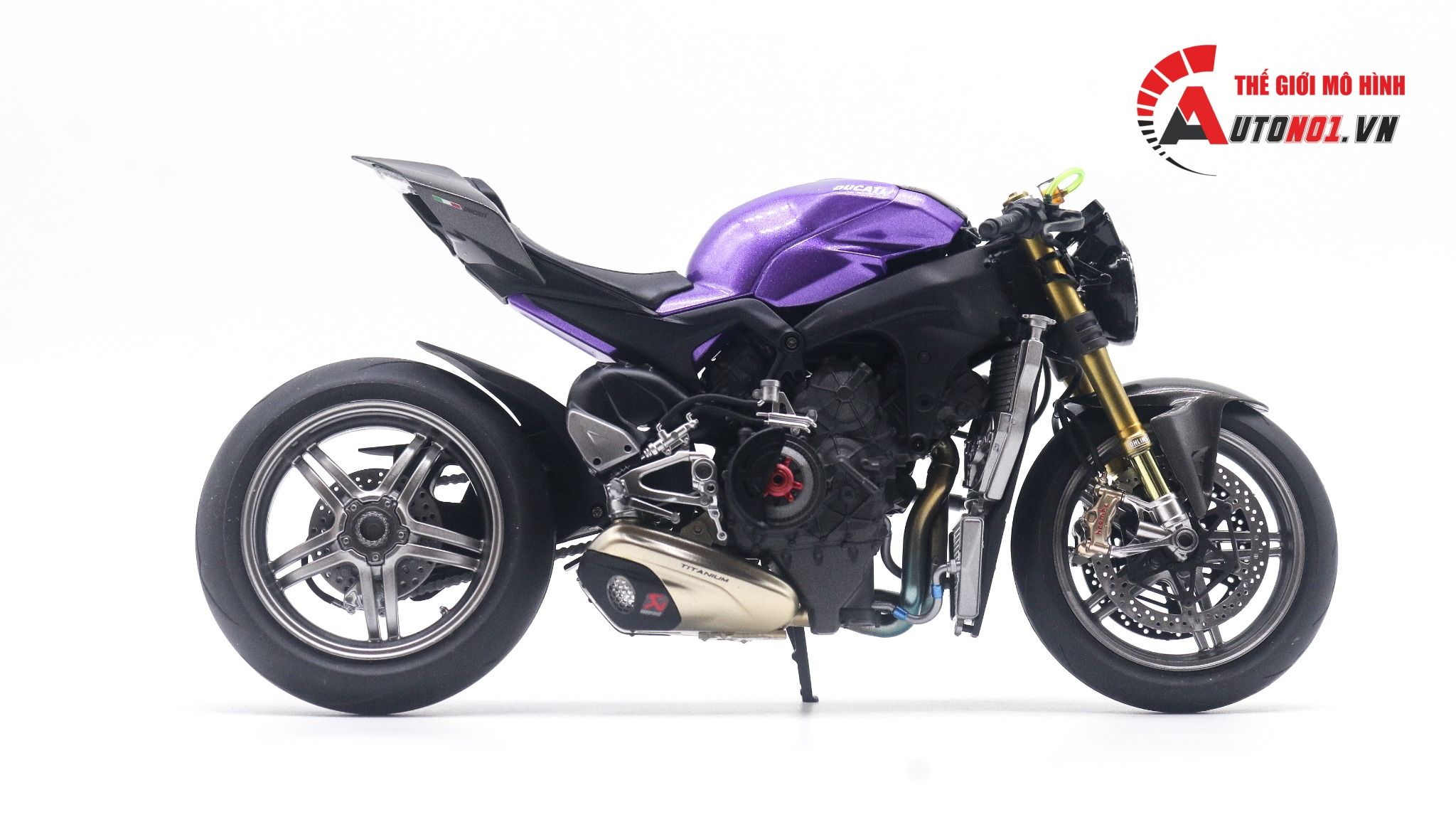  Mô hình xe cao cấp Ducati V4 Panigale Cafe Racer tím titan cao cấp độ nồi khô 1:12 Tamiya D202 