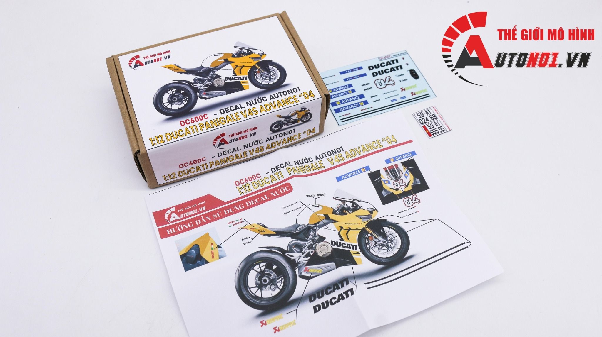  Decal nước độ Ducati V4S Advance tỉ lệ 1:12 Autono1 DC600C 